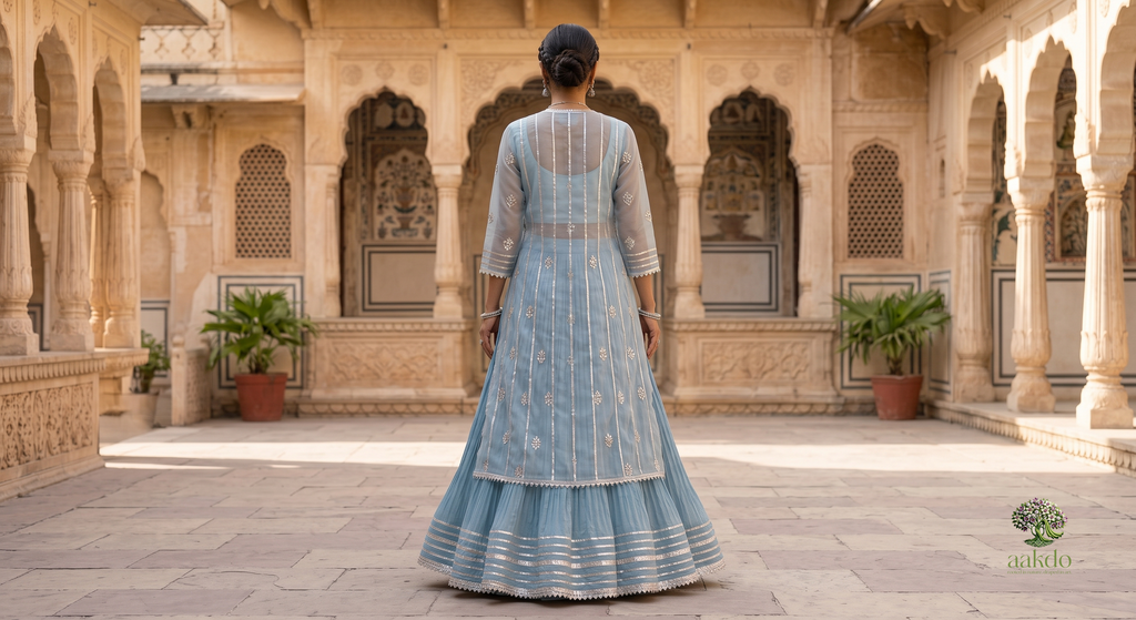 The Chandni Sheer Silver Gota Lehenga Set
