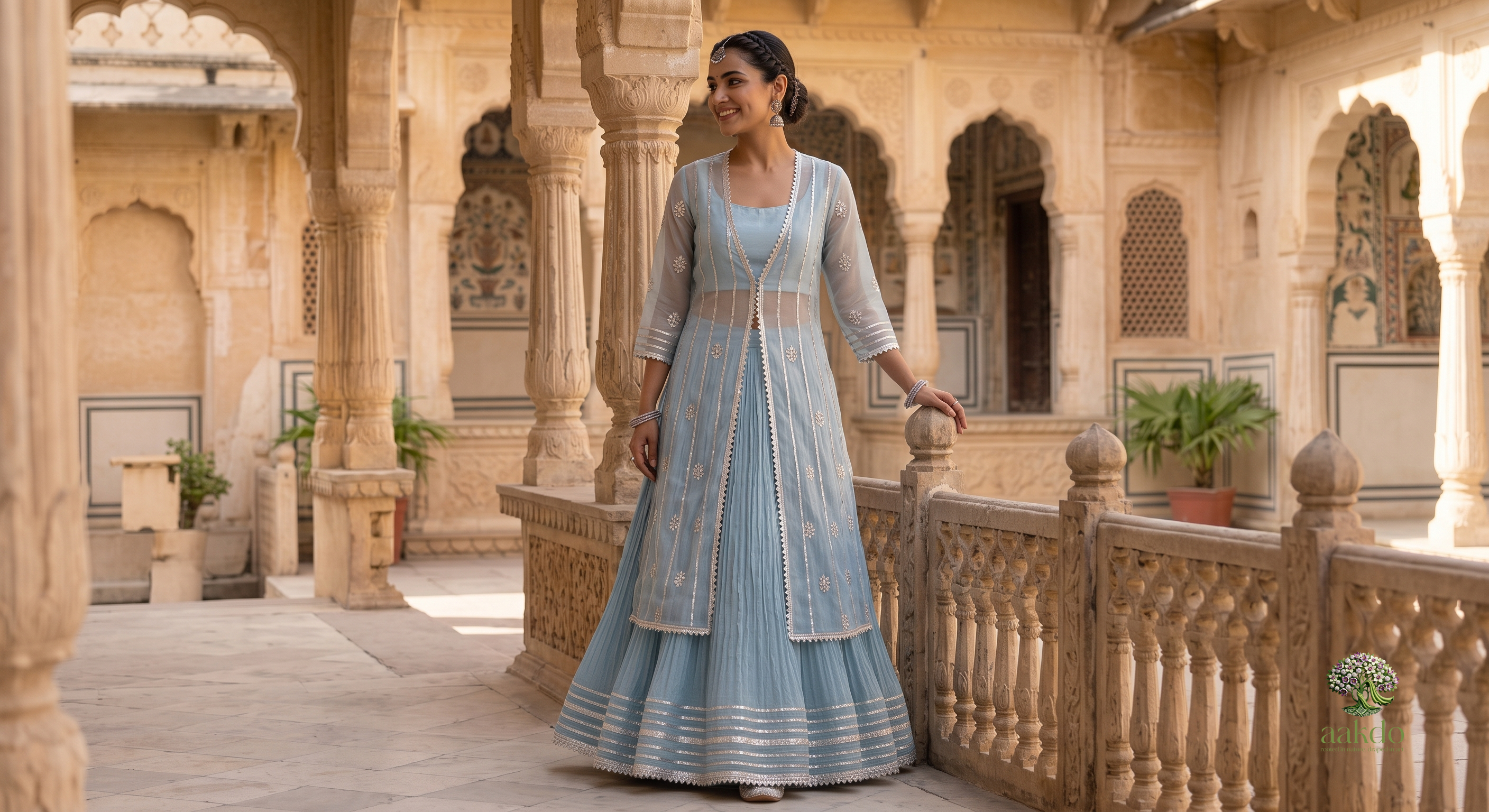 The Chandni Sheer Silver Gota Lehenga Set