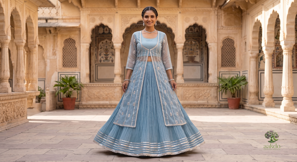 The Chandni Sheer Silver Gota Lehenga Set