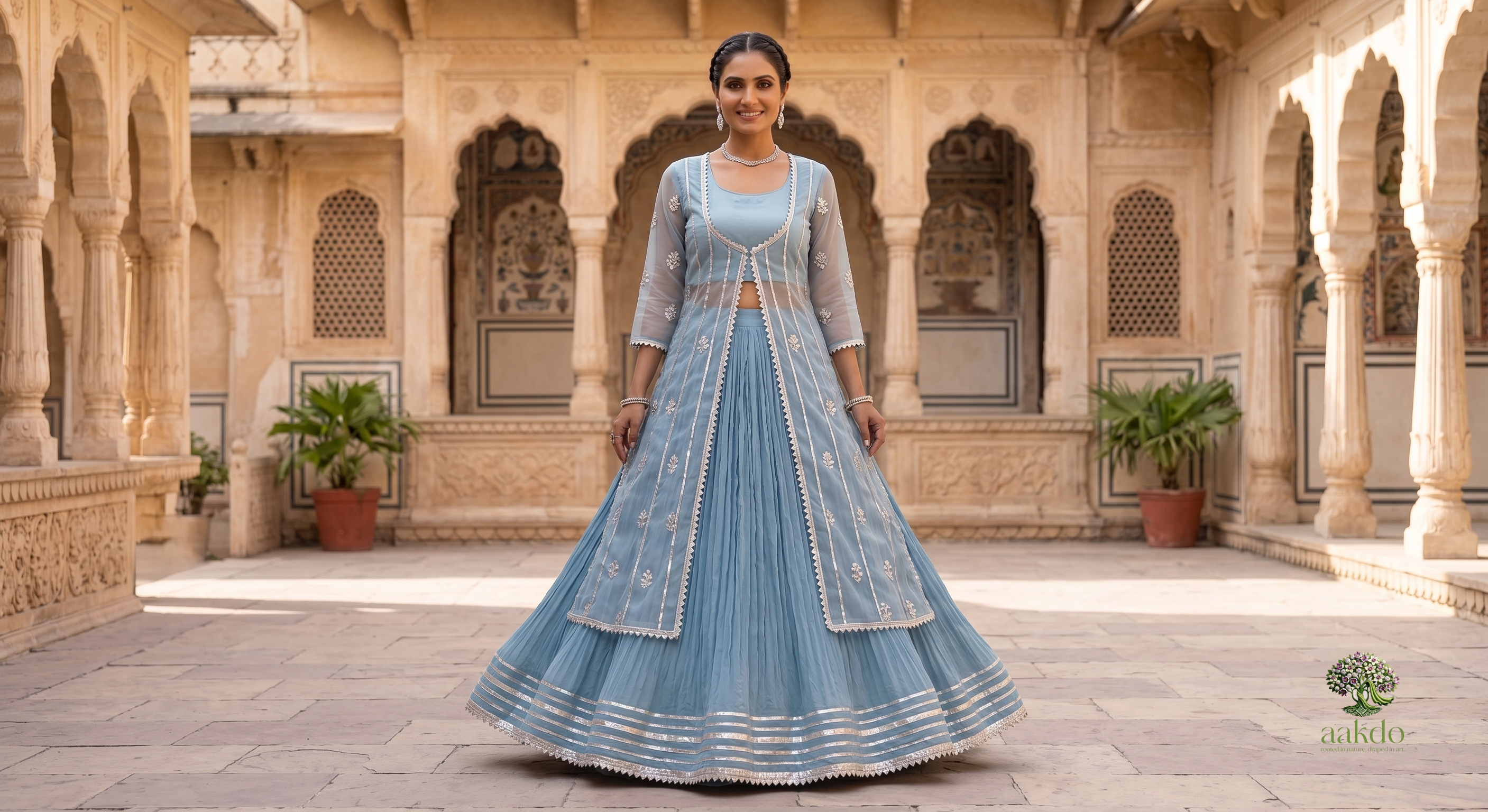 The Chandni Sheer Silver Gota Lehenga Set