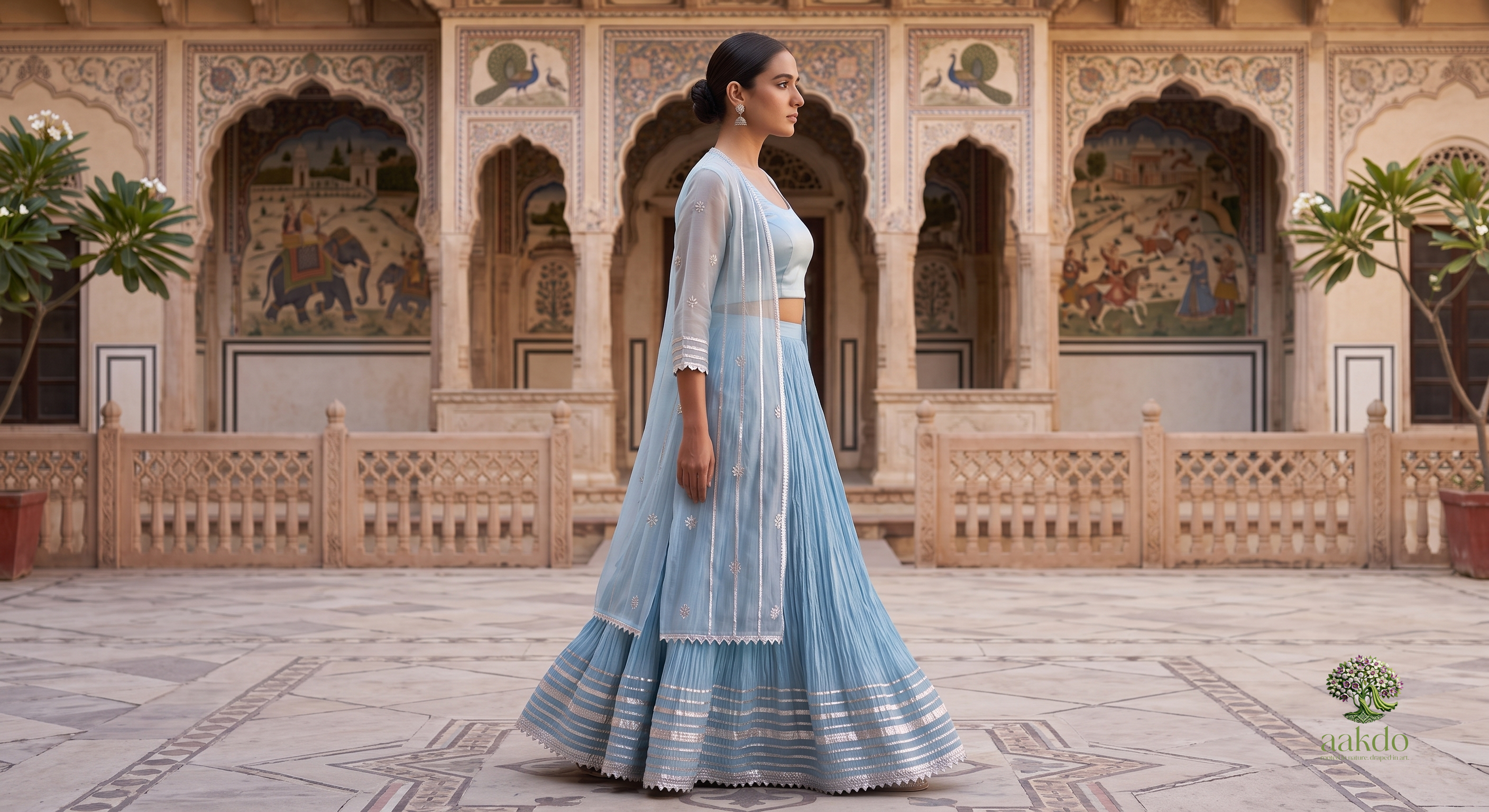 The Chandni Sheer Silver Gota Lehenga Set