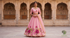 The Gulabi Bagh Handpainted Organza Lehenga Set