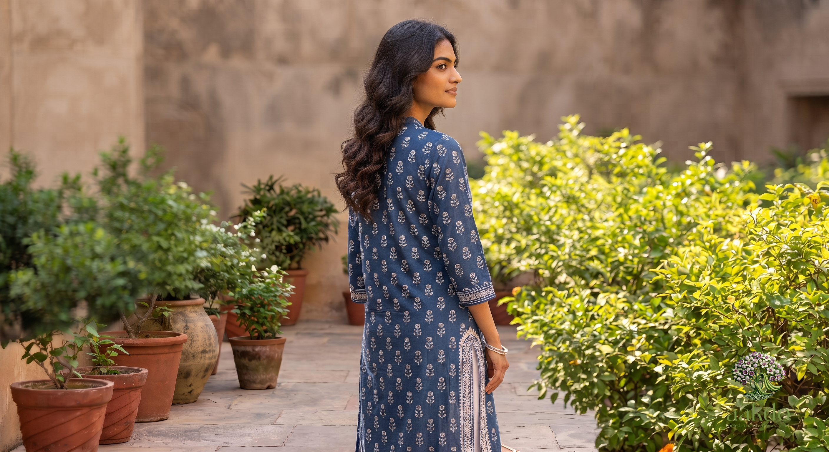 The Indigo Bloom Hand-Block Printed Kurta Set