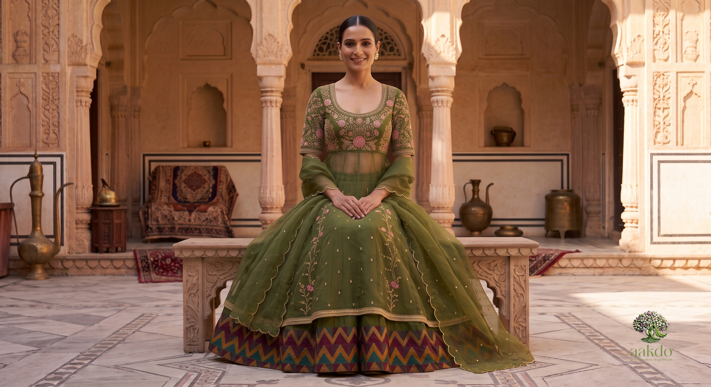 The Jharokha Layered Overlay Lehenga Set