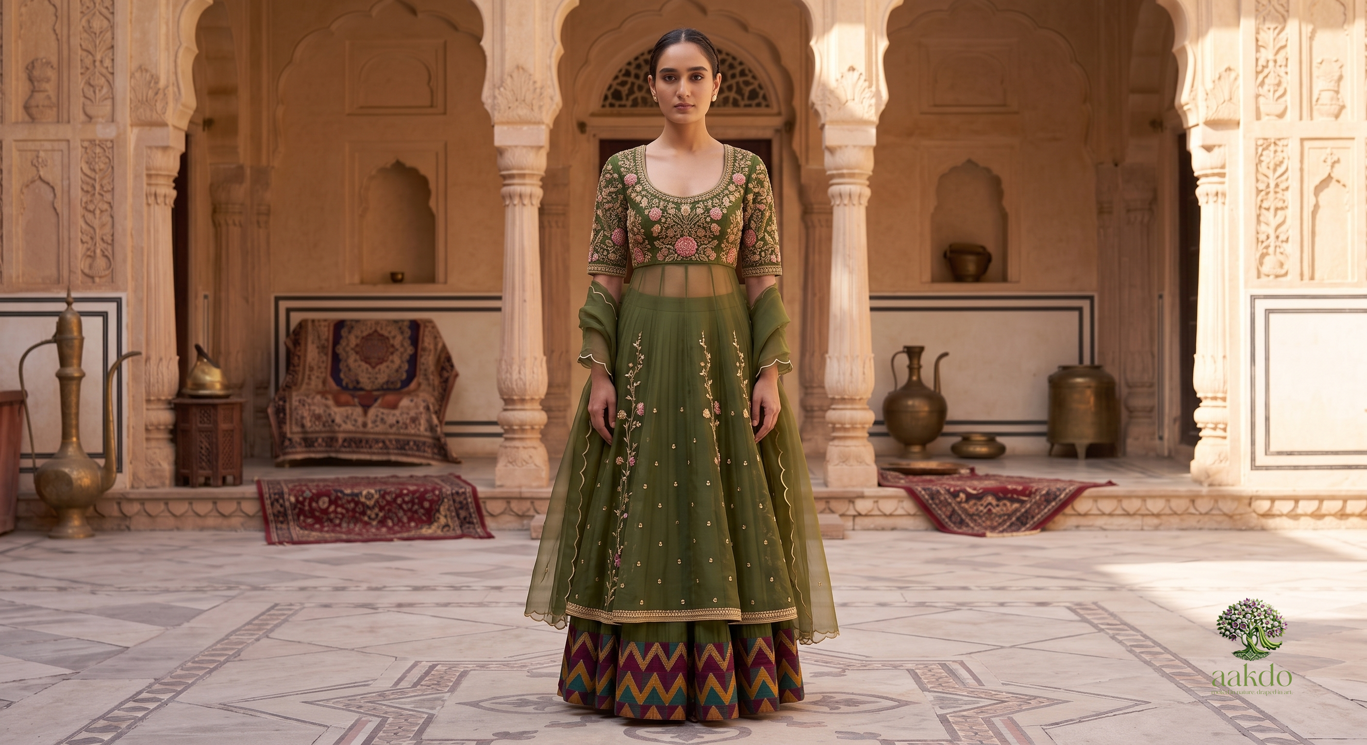 The Jharokha Layered Overlay Lehenga Set