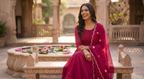 The Lotus Magenta Anarkali Suit Set