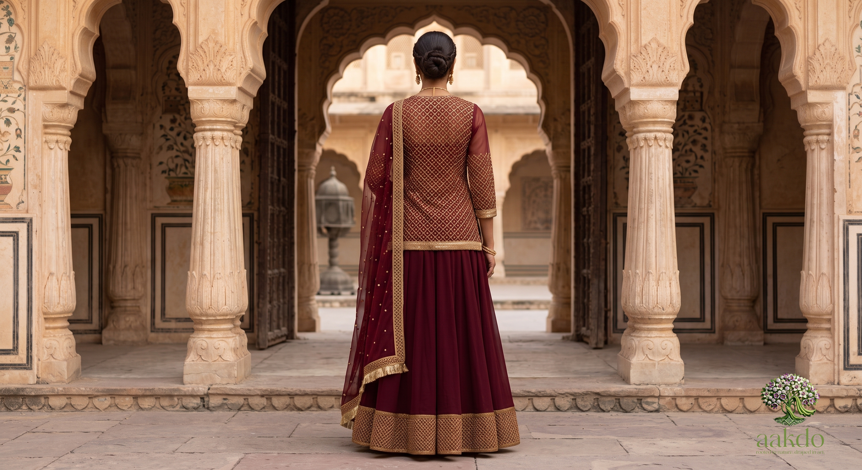 The Mewar Sheer Embroidered Georgette Lehenga Set