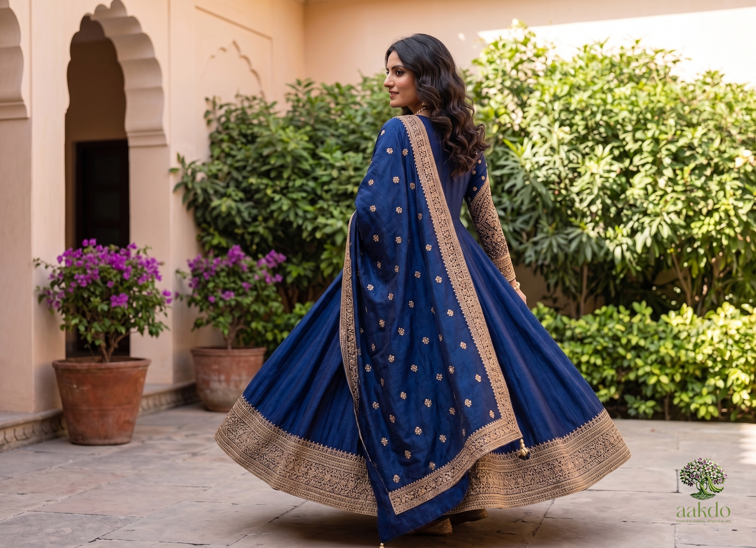 The Midnight Zardozi Anarkali Suit