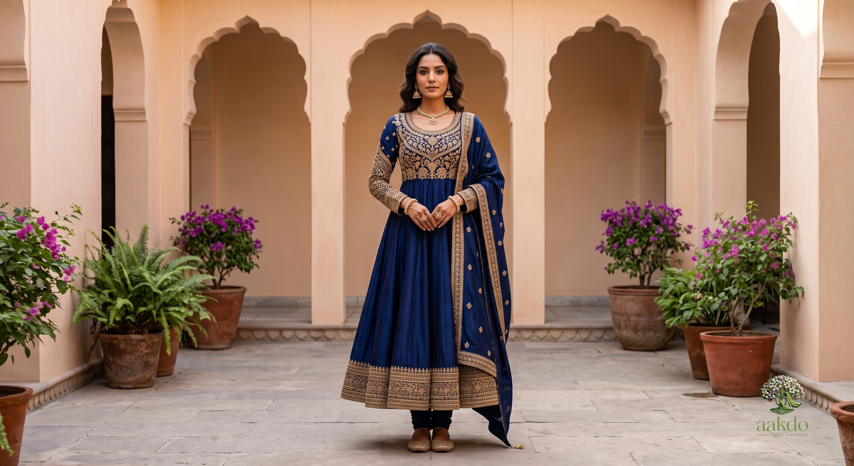 The Midnight Zardozi Anarkali Suit