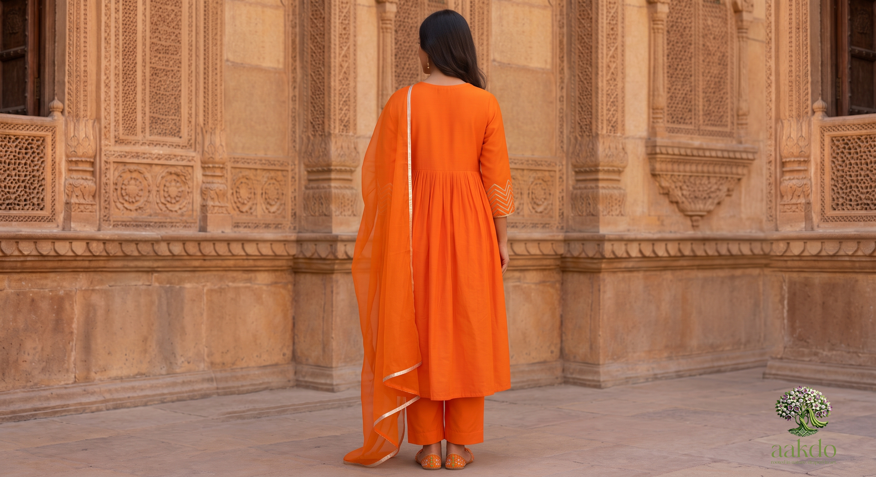 The Narangi Gathered Yoke Kurta Set