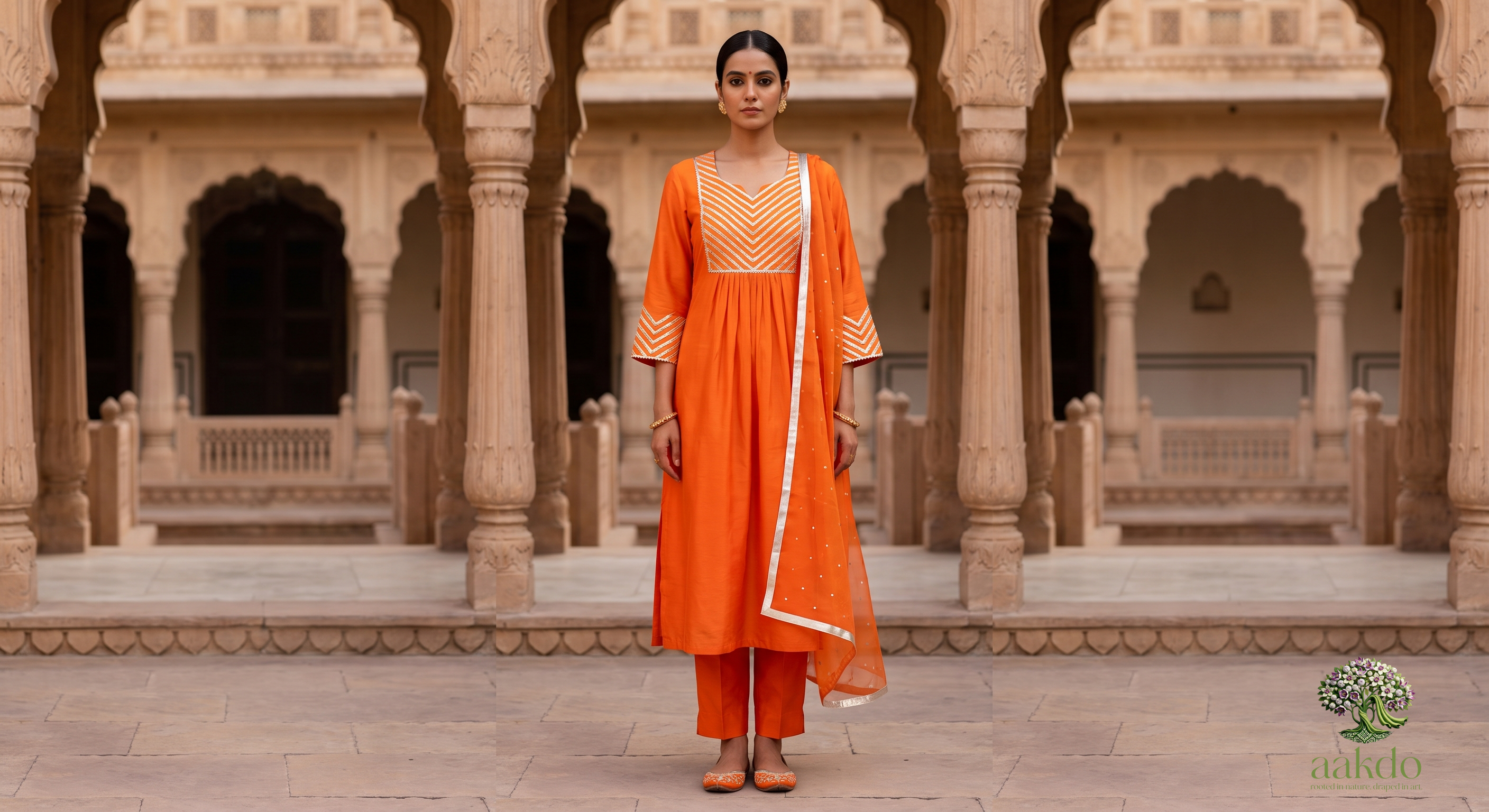 The Narangi Gathered Yoke Kurta Set