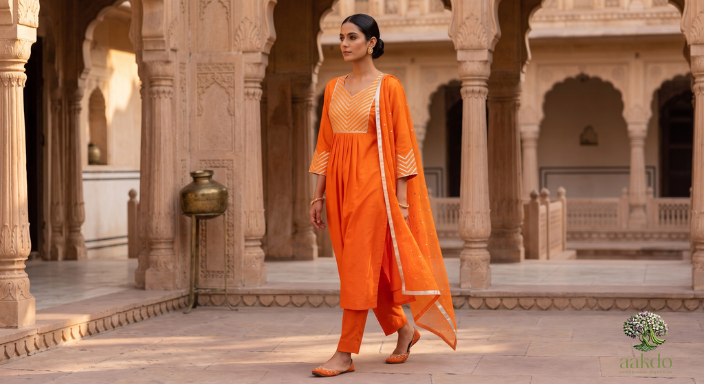The Narangi Gathered Yoke Kurta Set