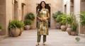 The Olive & Ochre Abstract Silk Kurta Set
