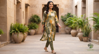 The Olive & Ochre Abstract Silk Kurta Set