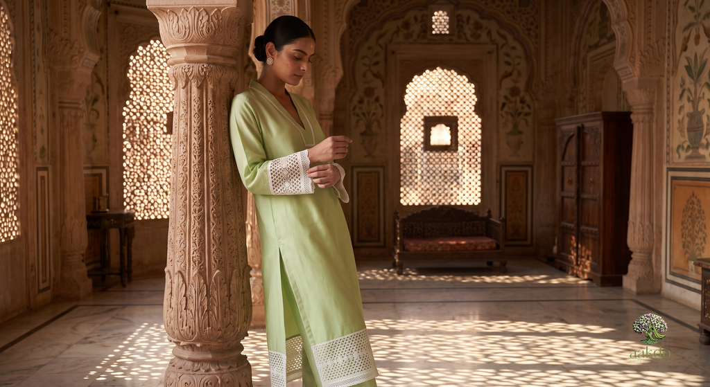 The Pista Cutwork Straight Kurta Set