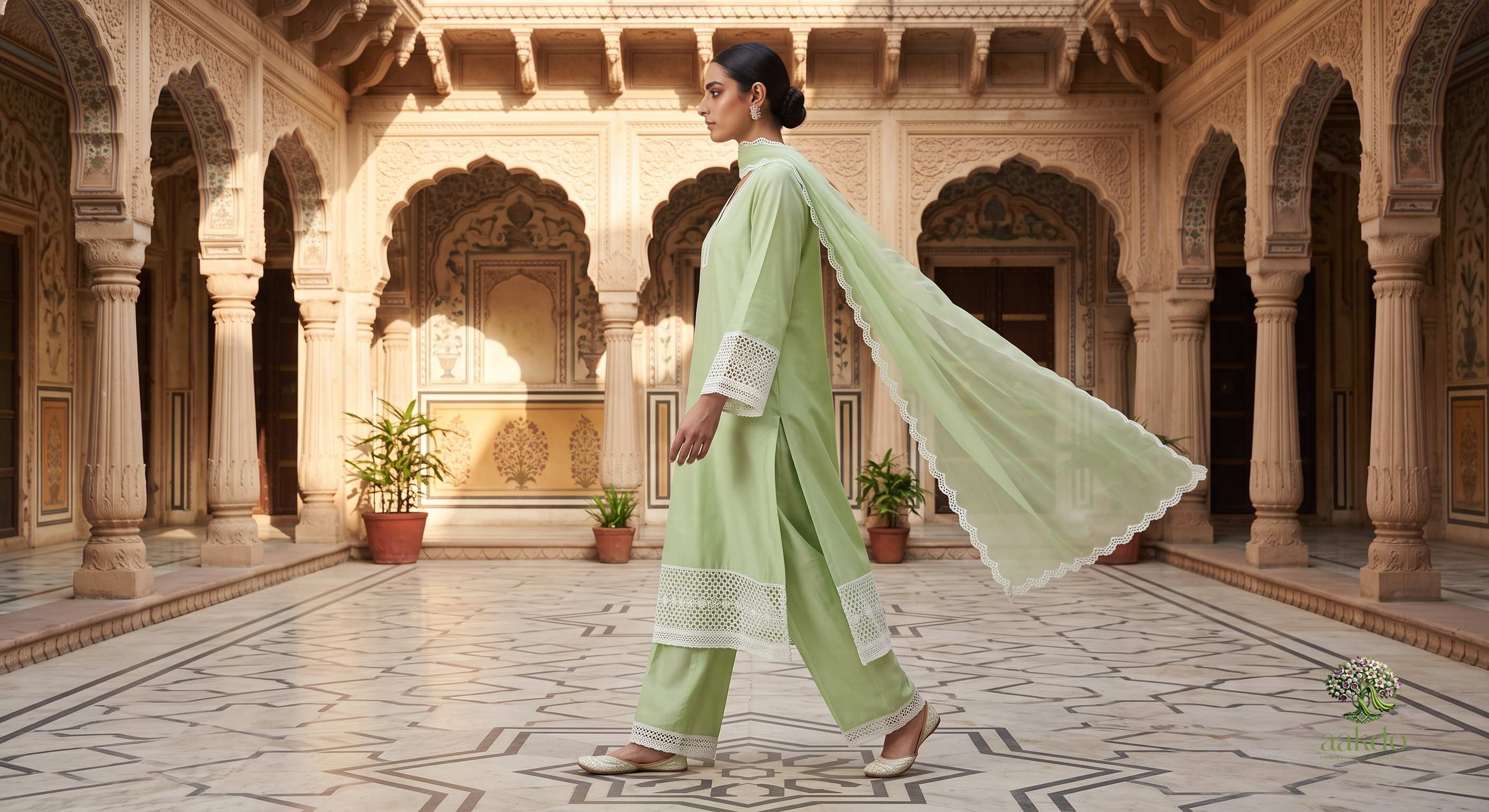 The Pista Cutwork Straight Kurta Set