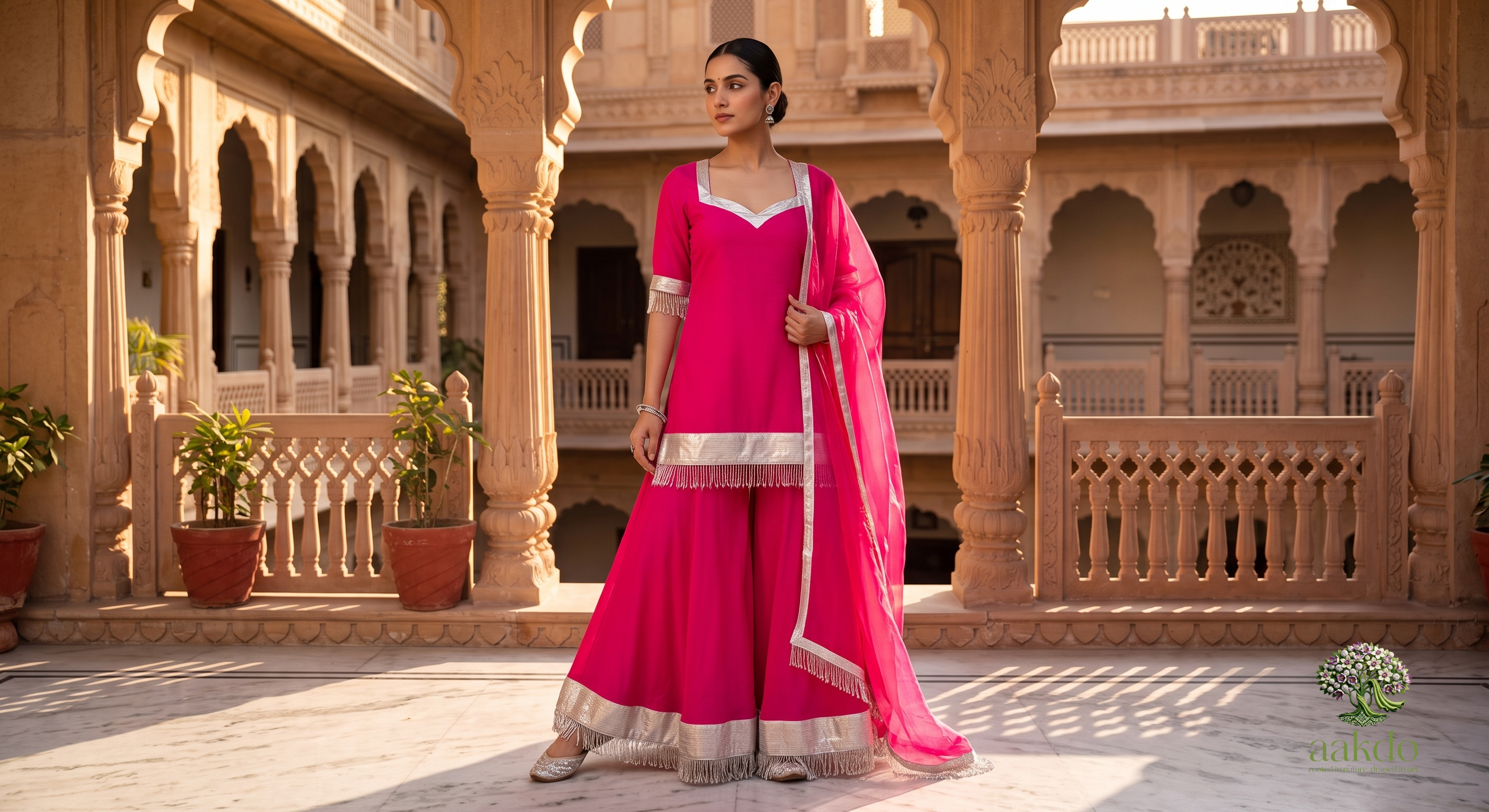 The Rani Bagh Silver Edged Sharara Set