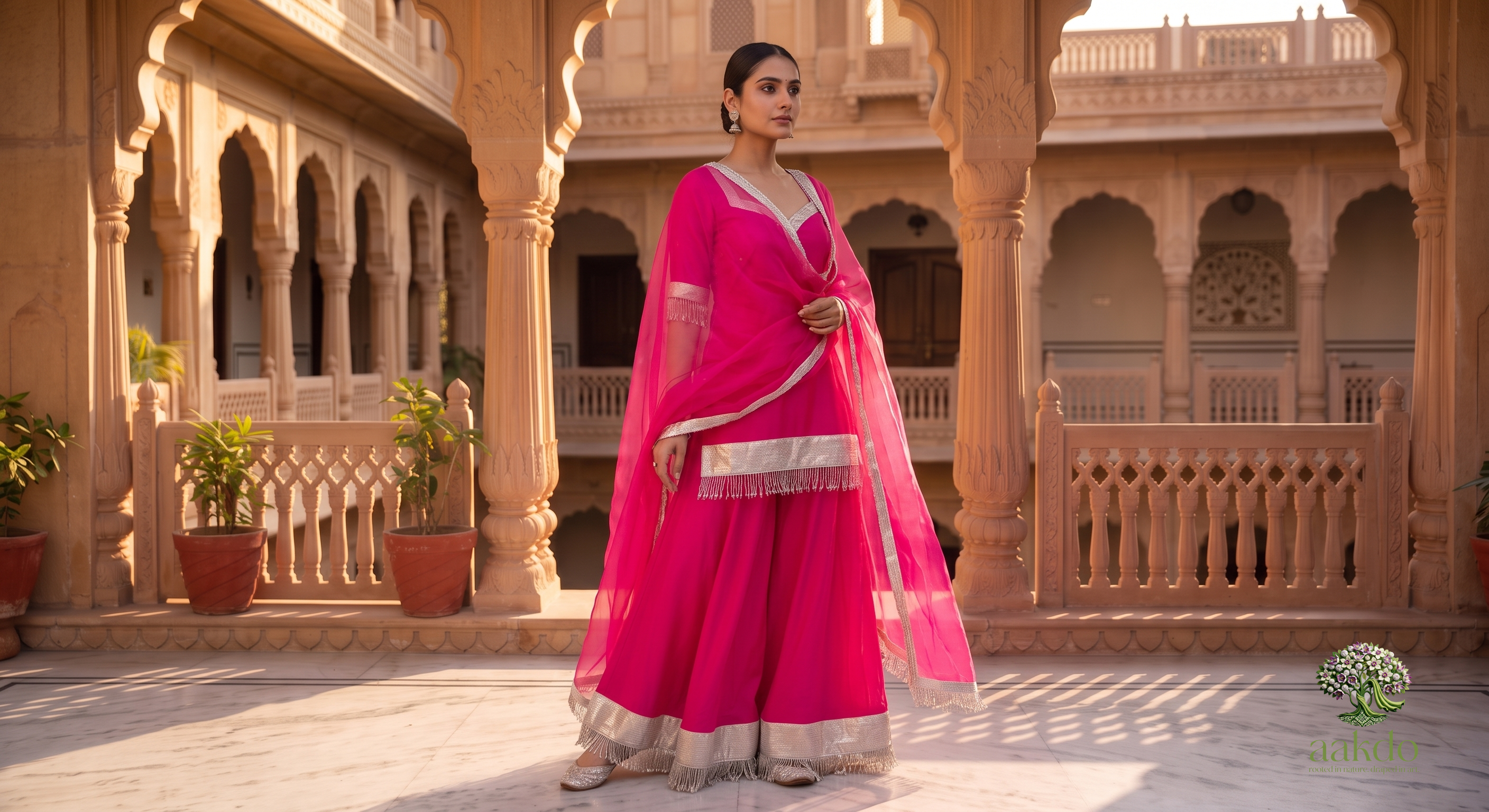 The Rani Bagh Silver Edged Sharara Set