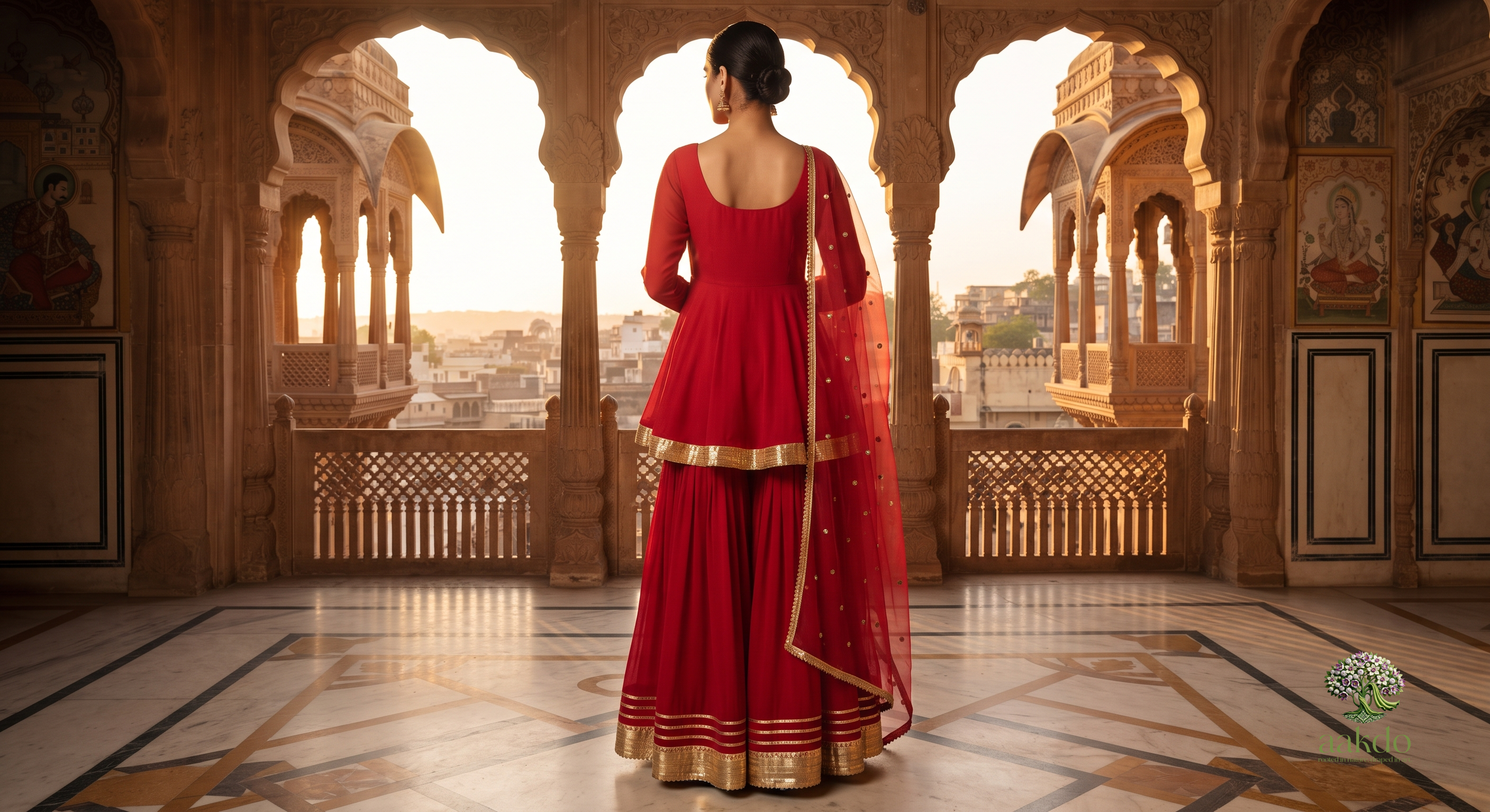 The Sindoor Peplum Sharara Set