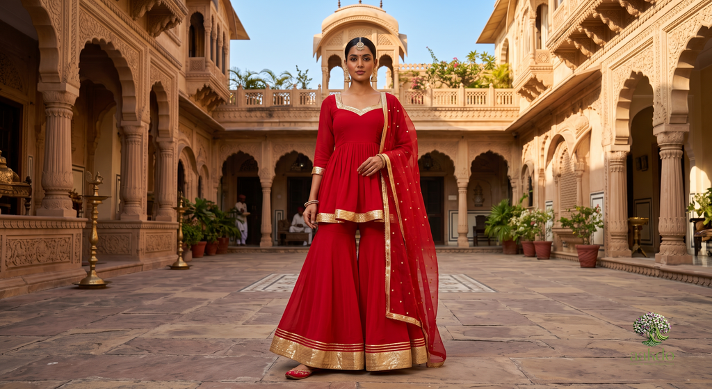 The Sindoor Peplum Sharara Set