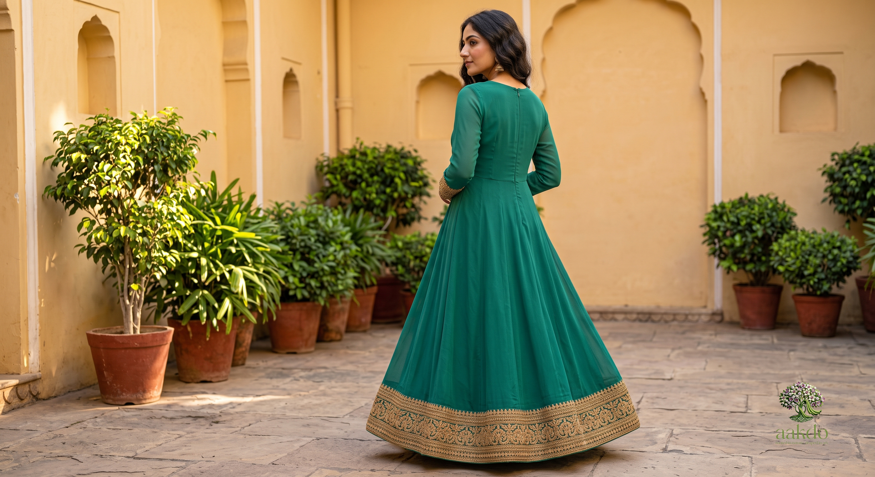 The Teal Solid Georgette Anarkali Suit