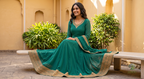 The Teal Solid Georgette Anarkali Suit
