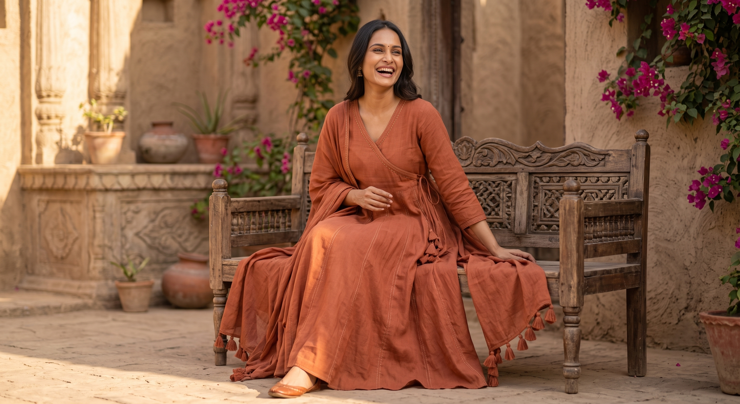 The Terracotta Angrakha Anarkali Suit Set