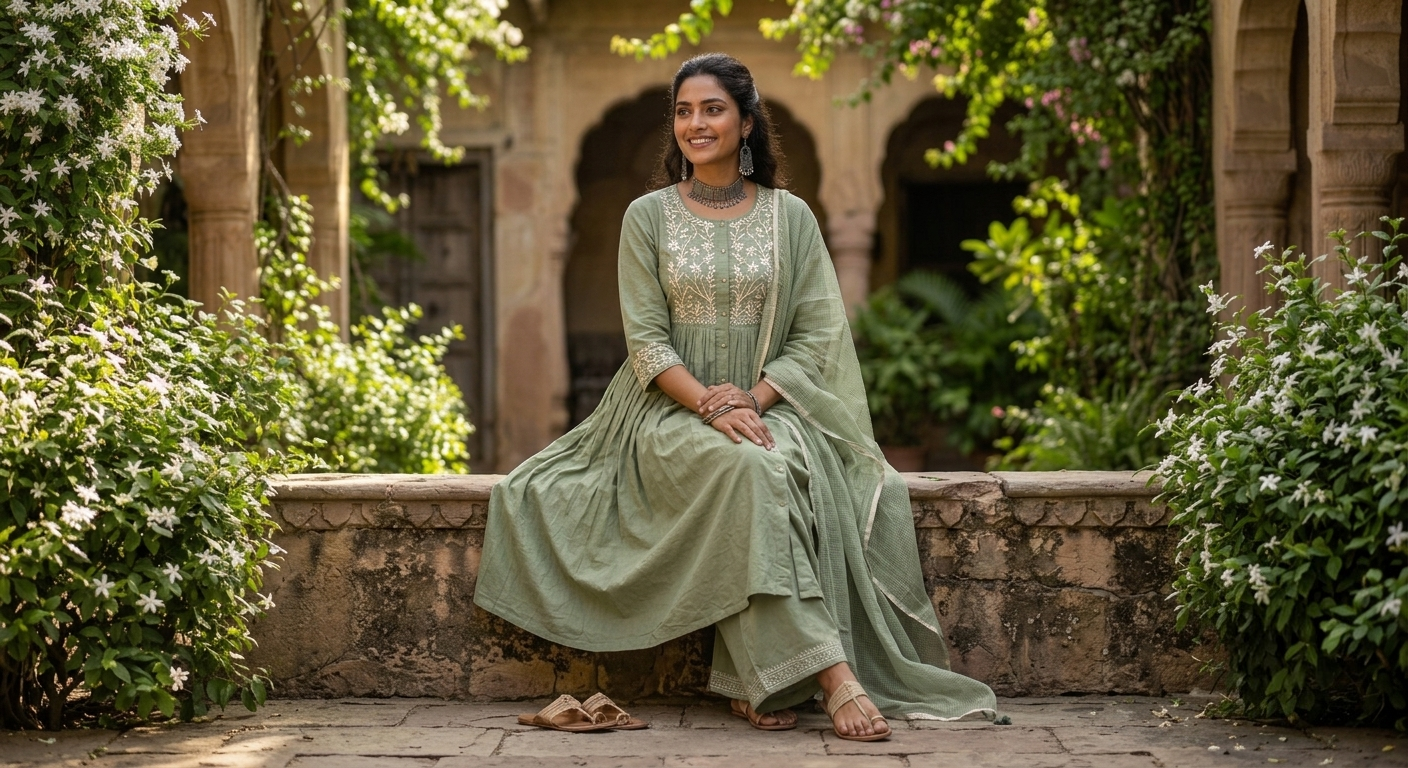 The Willow & Jasmine Empire-Cut Flounce Kurta Set