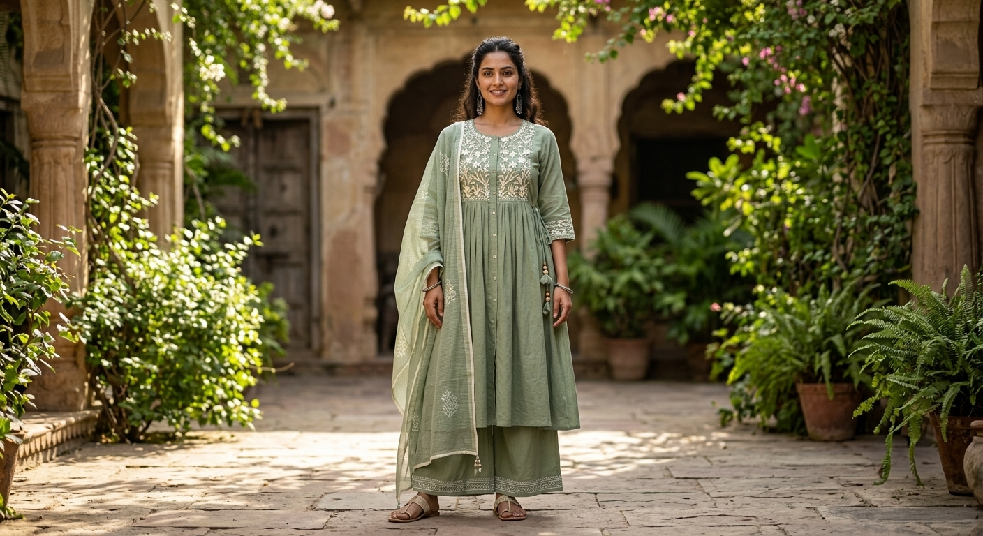 The Willow & Jasmine Empire-Cut Flounce Kurta Set