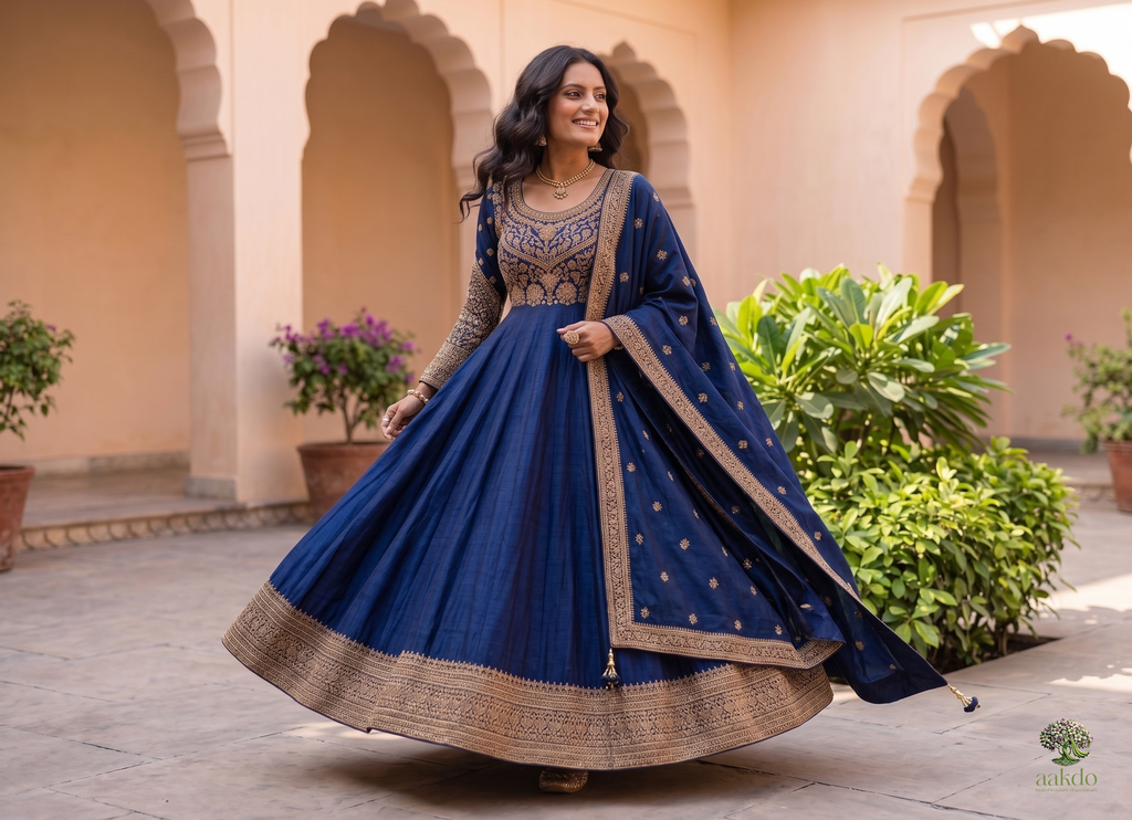 The Midnight Zardozi Anarkali Suit