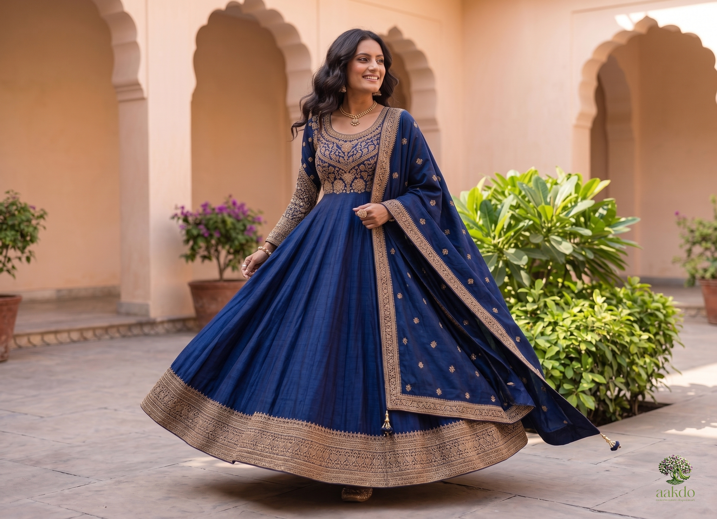 The Midnight Zardozi Anarkali Suit